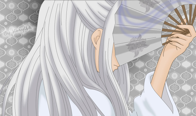 Woman long white hair smiling free wallpaper for desktop - medium preview image