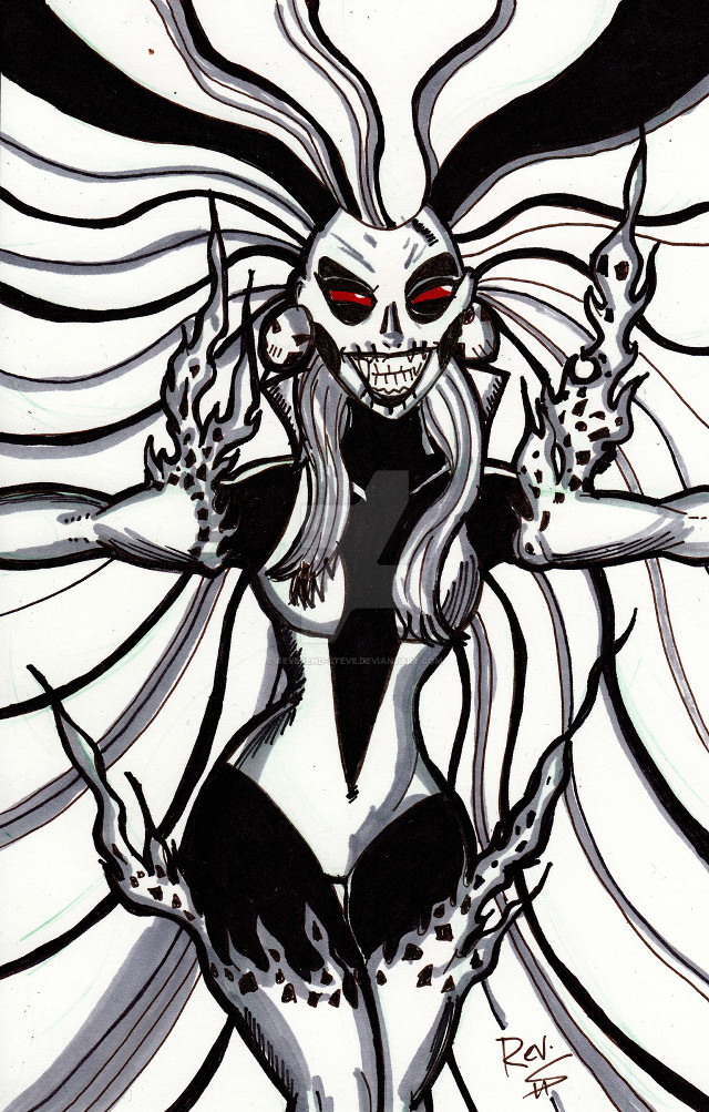Weird woman ink drawing glowing free wallpaper for mobile - medium preview image