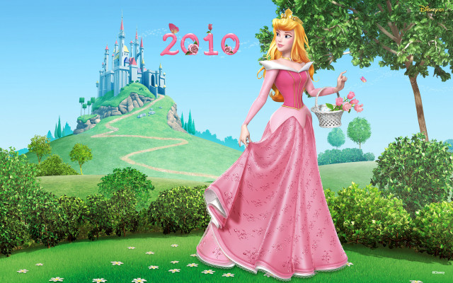 Princess pink dress field castle free wallpaper for desktop - medium preview image