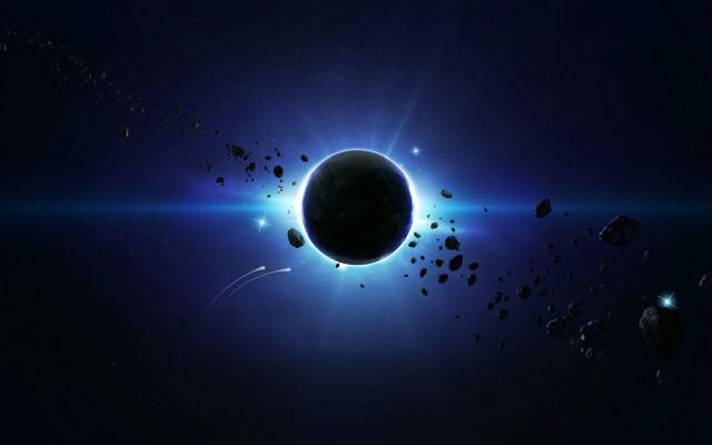 Black hole bright blue light free wallpaper for desktop - medium preview image