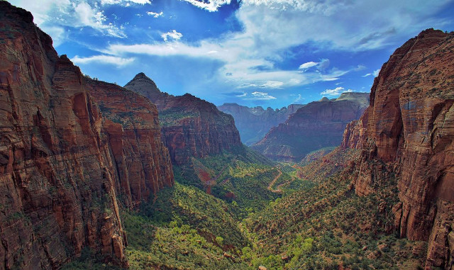 Canyon valley blue sky clouds free wallpaper for desktop - medium preview image