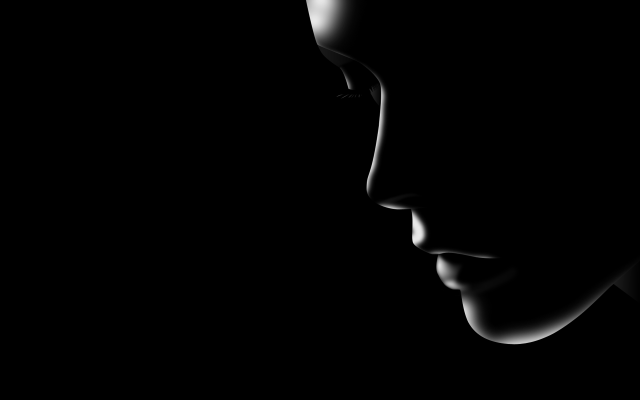 Black white photo woman face free wallpaper for desktop - medium preview image