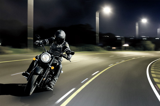 Man motorcycle curvy road nighttime free wallpaper for desktop - medium preview image