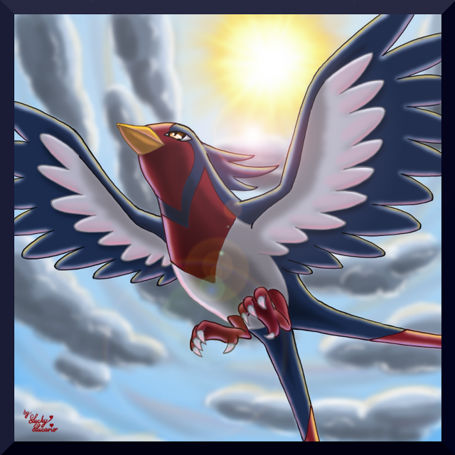 Bird flying clouds sun sky free wallpaper for tablet - medium preview image
