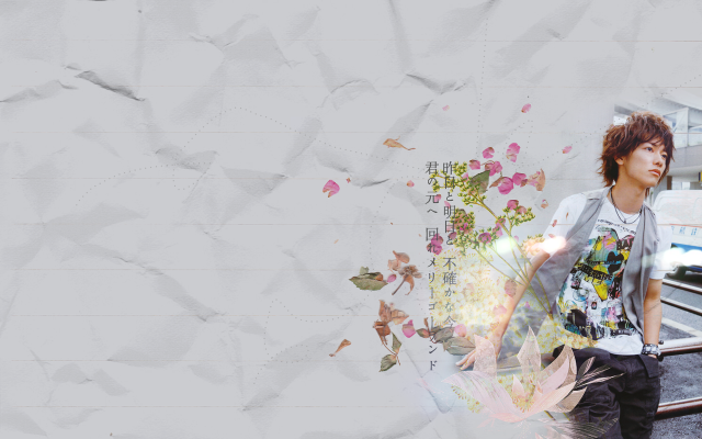 Man standing sidewalk building flowered free wallpaper for desktop - medium preview image