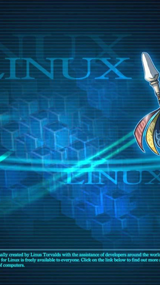 Computer screen blue yellow sword free wallpaper for mobile - medium preview image