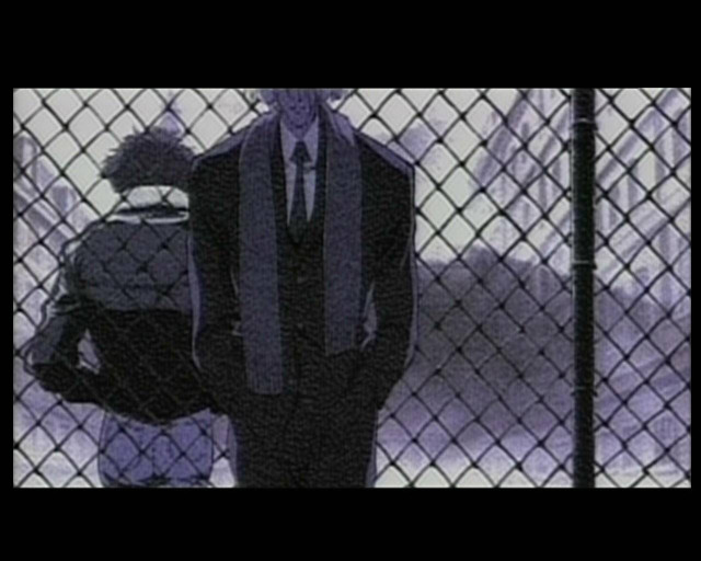 Man suit tie fence backpack free wallpaper for desktop - medium preview image