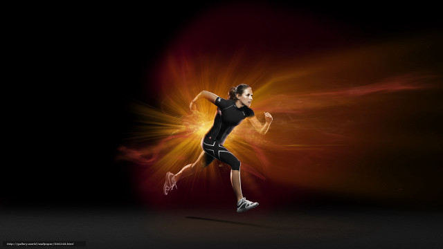 Woman running black shirt shorts free wallpaper for desktop - medium preview image