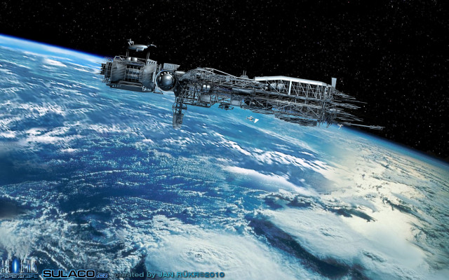 Space station orbit nasa artist free wallpaper for desktop - medium preview image