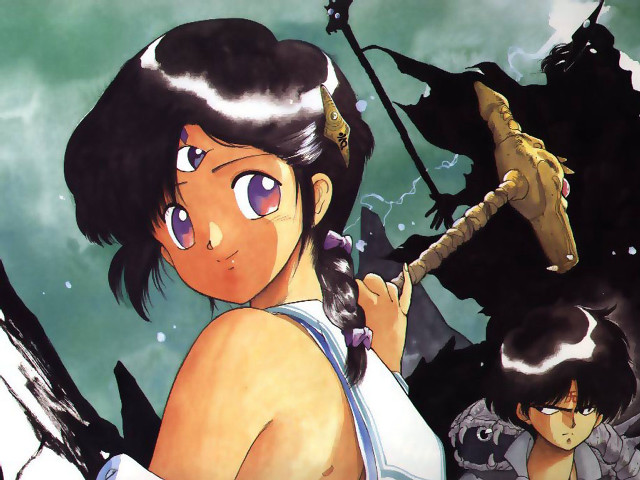 Girl sword dragon demon shoulder free wallpaper for desktop - medium preview image