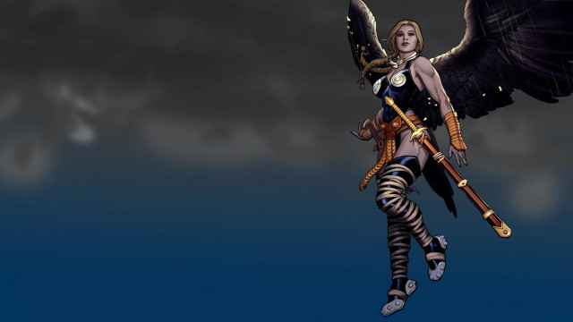 Woman sword wings flying bird free wallpaper for desktop - medium preview image