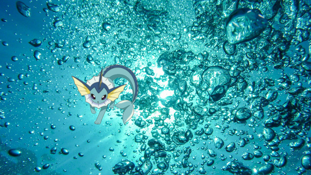 Pokemon figure floating water bubbles free wallpaper for desktop - medium preview image