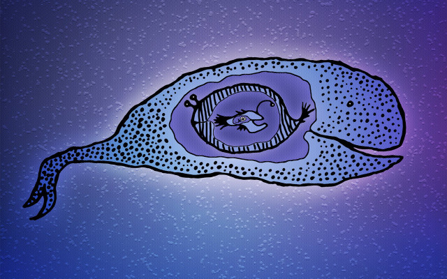 Fish eye drawing purple background free wallpaper for desktop - medium preview image