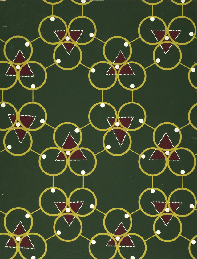 Green wall pattern circles triangles free wallpaper for mobile - medium preview image