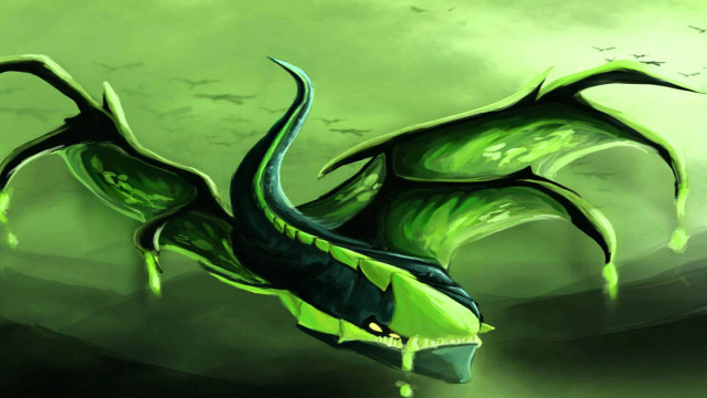 Green dragon long tail like free wallpaper for desktop - medium preview image