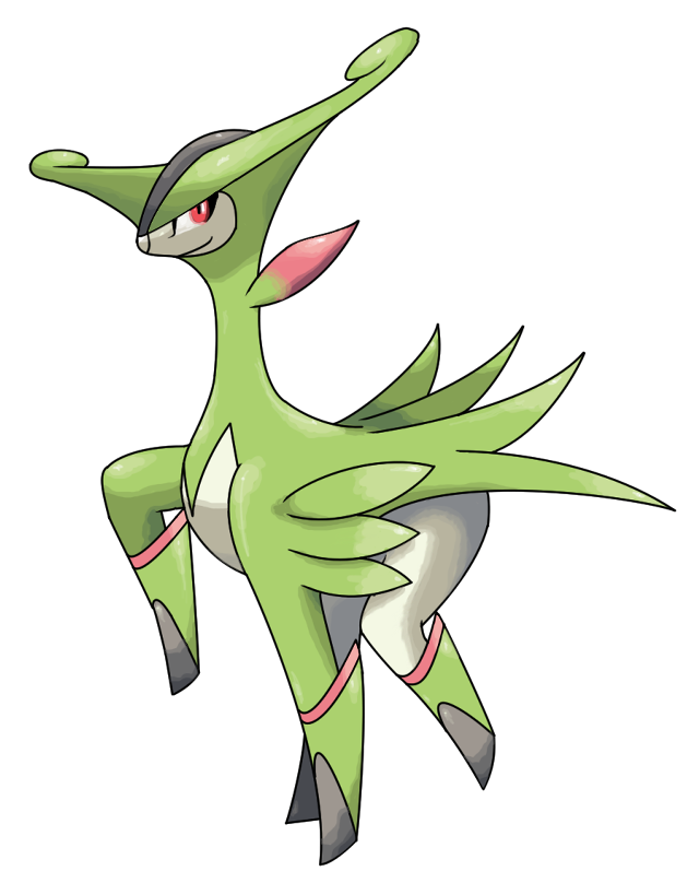 Green white pokemon character red free wallpaper for mobile - medium preview image