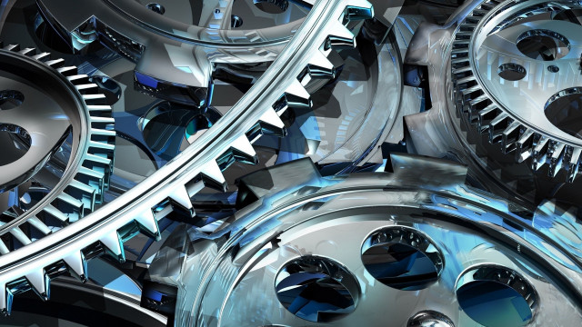 Metal gears closeup blue black free wallpaper for desktop - medium preview image