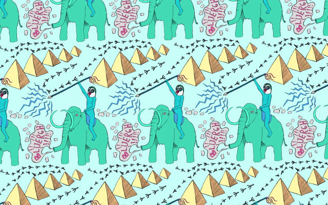 Blue elephant kite pyramid man free wallpaper for desktop - medium preview image