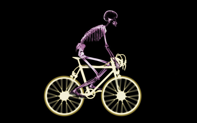 Skeleton bike holography white roman free wallpaper for desktop - medium preview image