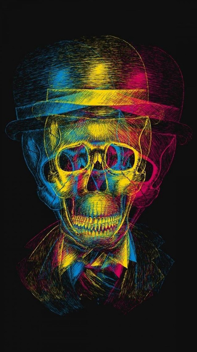 Skull hat tie psychedelic dali free wallpaper for mobile - medium preview image