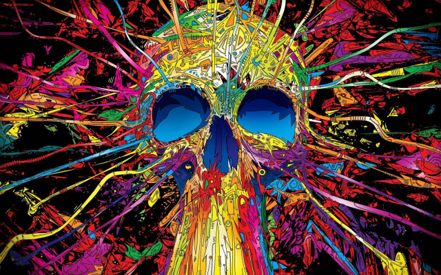 Colorful skull blue eyes multicolored #3 free wallpaper for desktop - medium preview image