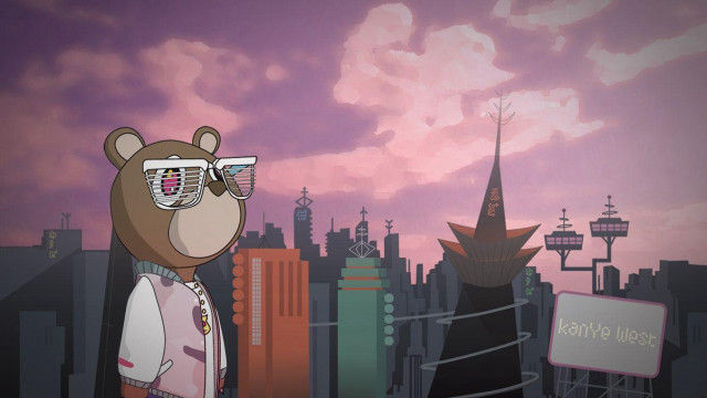 Cartoon bear sunglasses city skyline #2 free wallpaper for desktop - medium preview image