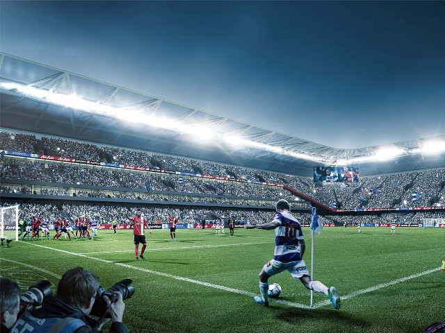 Soccer player running field crowd free wallpaper for desktop - medium preview image