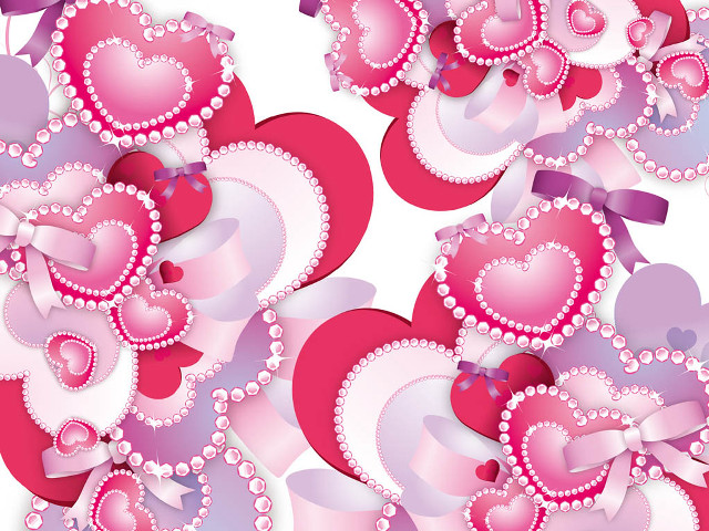 Pink purple heart pattern bow free wallpaper for desktop - medium preview image