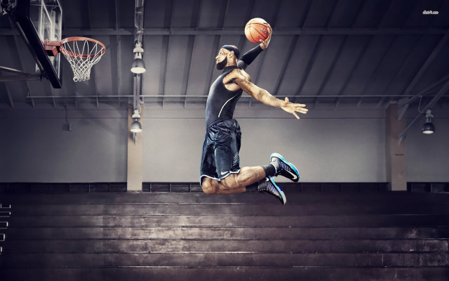 Man jumping basketball air hands #4 free wallpaper for desktop - medium preview image