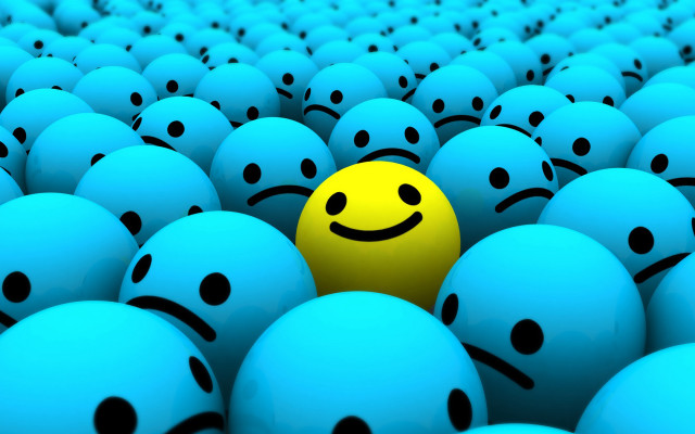 Yellow smiley face blue balls #4 free wallpaper for desktop - medium preview image