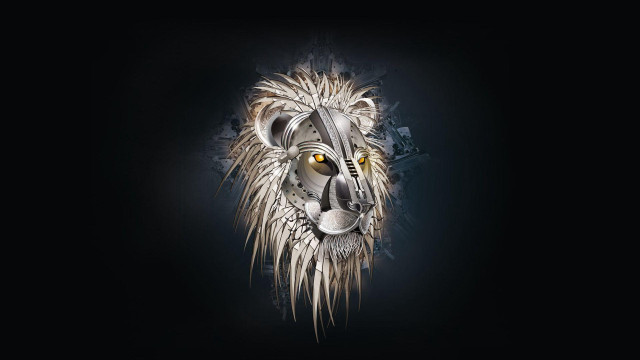 Lion head black background white #2 free wallpaper for desktop - medium preview image