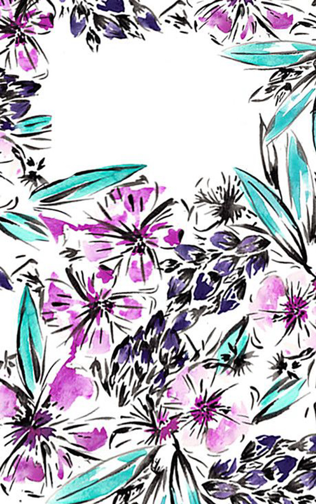 Floral frame purple flowers leaves free wallpaper for mobile - medium preview image