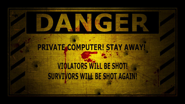 Private computer warning sign stay free wallpaper for desktop - medium preview image