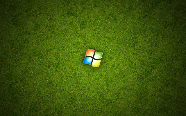 Computer logo green grass flowers free wallpaper for desktop - medium preview image