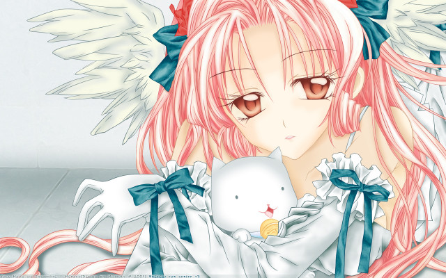 Girl pink hair white teddy free wallpaper for desktop - medium preview image