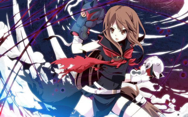 Girl red dress sword demon free wallpaper for desktop - medium preview image