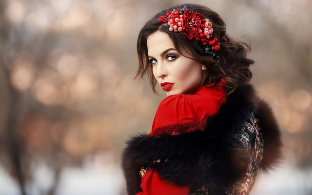 Anna hotchkis red dress fur free wallpaper for desktop - medium preview image