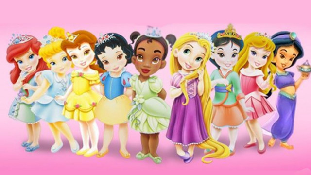 Princesses group pink background image free wallpaper for desktop - medium preview image