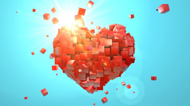 Heart cubes sun abstract geometric free wallpaper for desktop - medium preview image