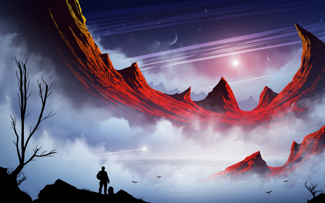 Man hill red mountain star free wallpaper for desktop - medium preview image