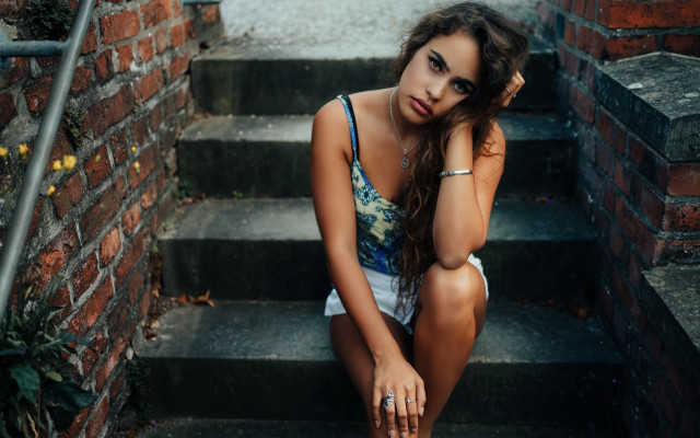 Annabel eyres stairs outdoors photorealistic free wallpaper for desktop - medium preview image