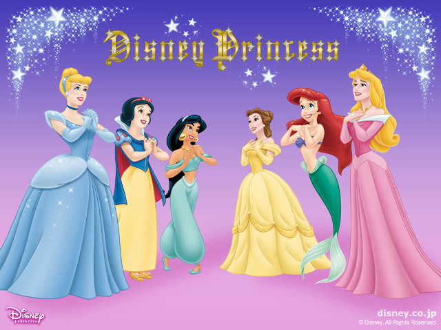 Princesses group purple background stars free wallpaper for desktop - medium preview image