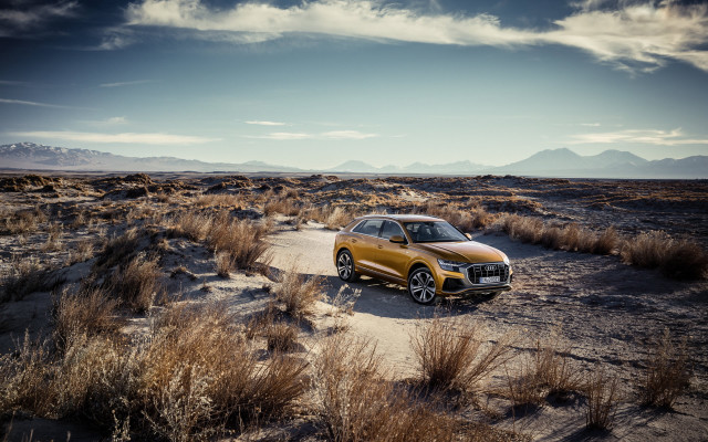Yellow car desert mountains tilt free wallpaper for desktop - medium preview image