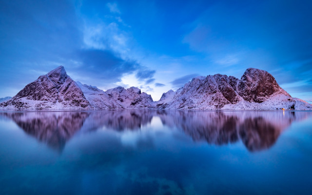 Mountain lake reflection dusk clouds free wallpaper for desktop - medium preview image