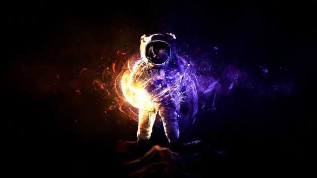 Man space suit glowing light free wallpaper for desktop - medium preview image