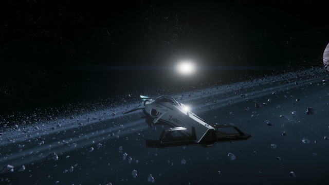 Space ship planet moon aurora free wallpaper for desktop - medium preview image