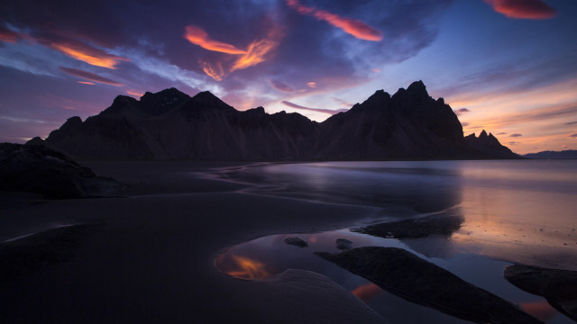 Sunset mountain range water clouds free wallpaper for desktop - medium preview image