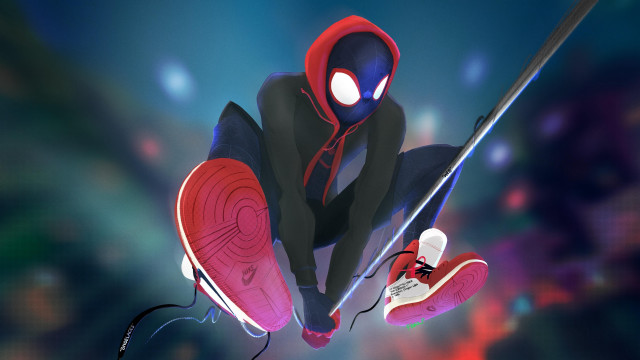 Spiderman jumping stick sneakers eddie free wallpaper for desktop - medium preview image