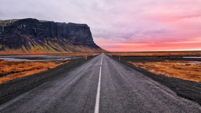 Long road mountain sunset beach free wallpaper for desktop - medium preview image