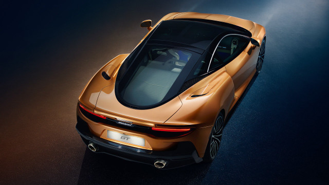 Gold sports car top view free wallpaper for desktop - medium preview image